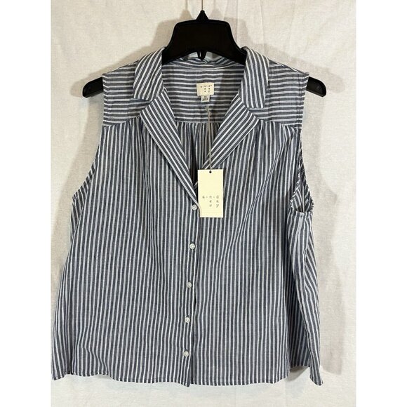 A New Day Striped Sleeveless Button Up Blouse NWT X-Large - Picture 1 of 7